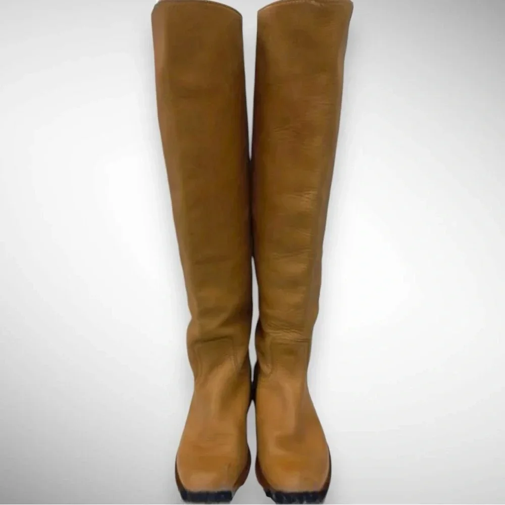SENDRA Women's Tan Leather Tall Riding Boots Size 6.5 |‎ EUC
